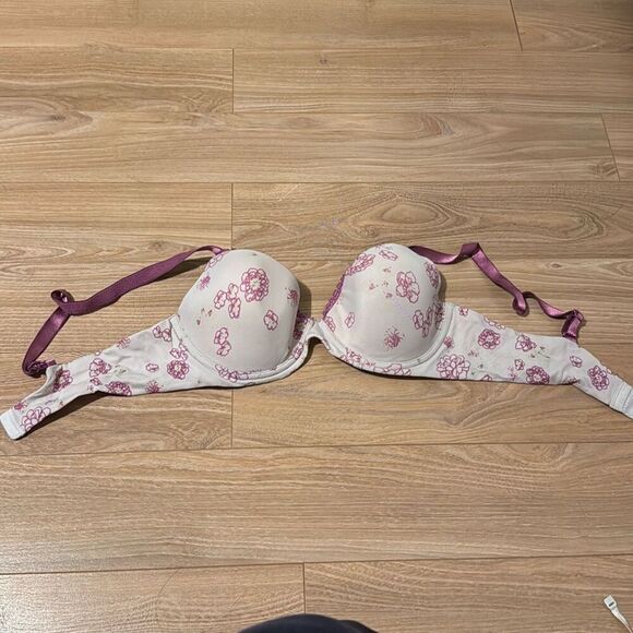Calvin Klein Pink and White Floral Print Bra Size 36C - Picture 1 of 3